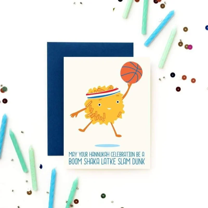 boom shaka latke slam dunk hanukkah cards 5 pack