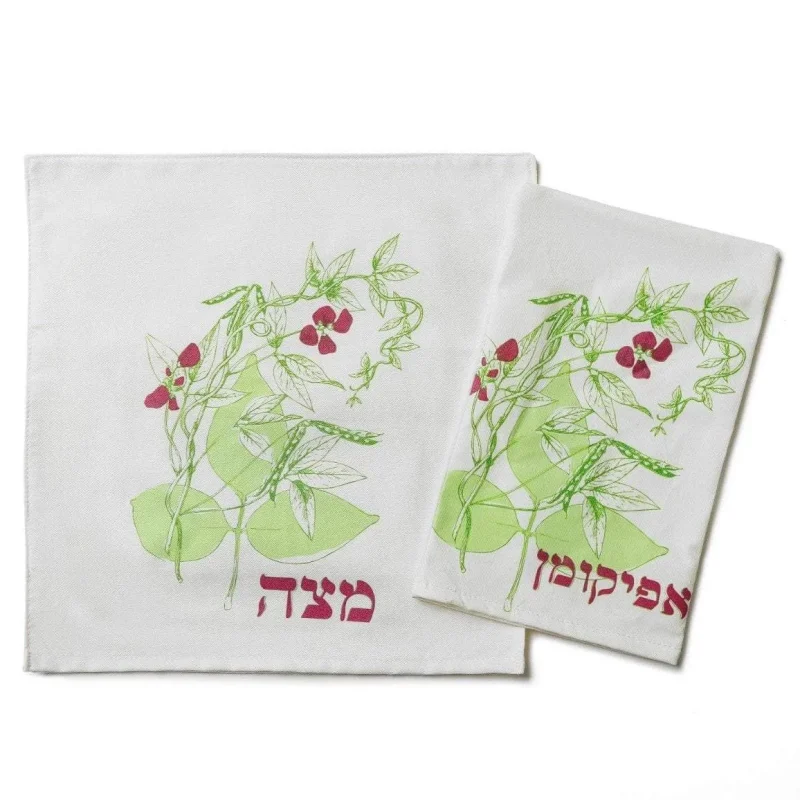 botanical passover matzah cover afikoman bag set