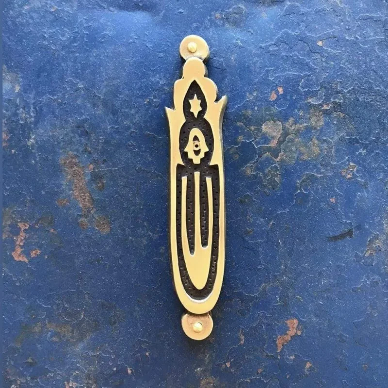 brass hamsa mezuzah by emily rosenfeld unique handcrafted design