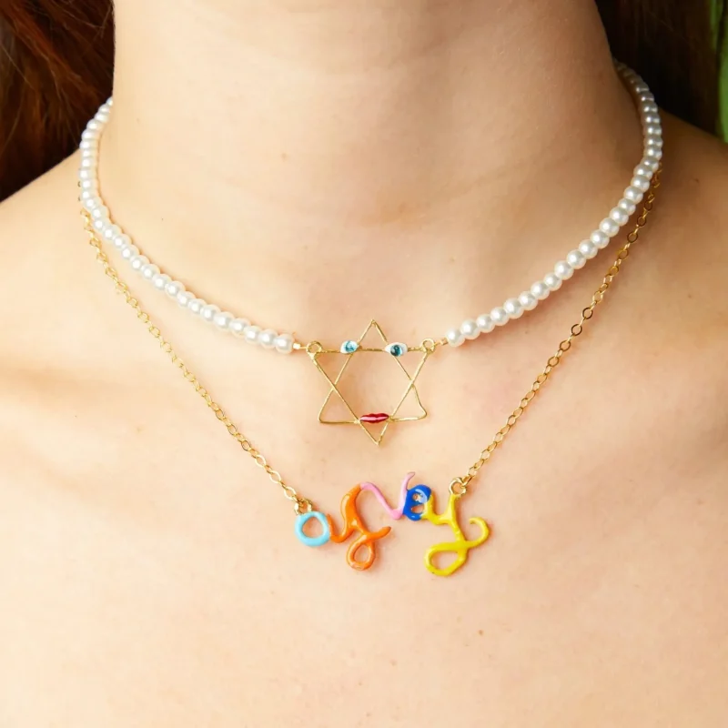 bronze rainbow oy vey necklace by susan