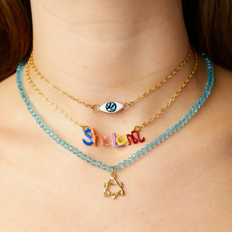 bronze rainbow shalom necklace by susan alexandra scaled