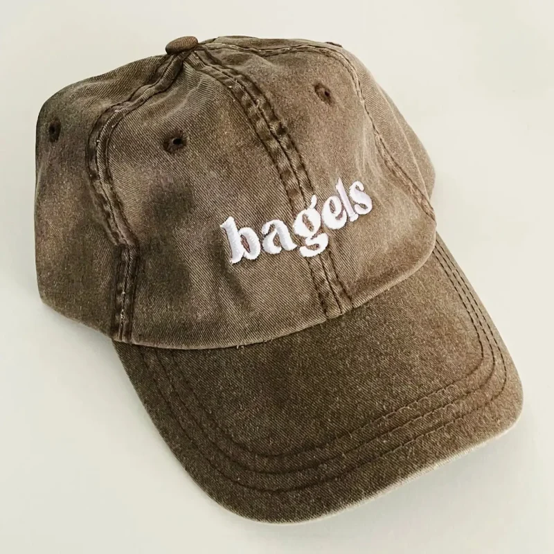 brown unisex bagels baseball cap 1