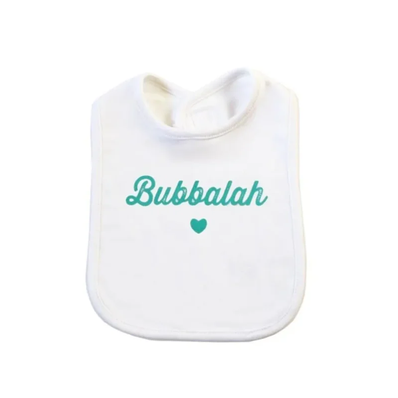 bubbalah white green baby bib