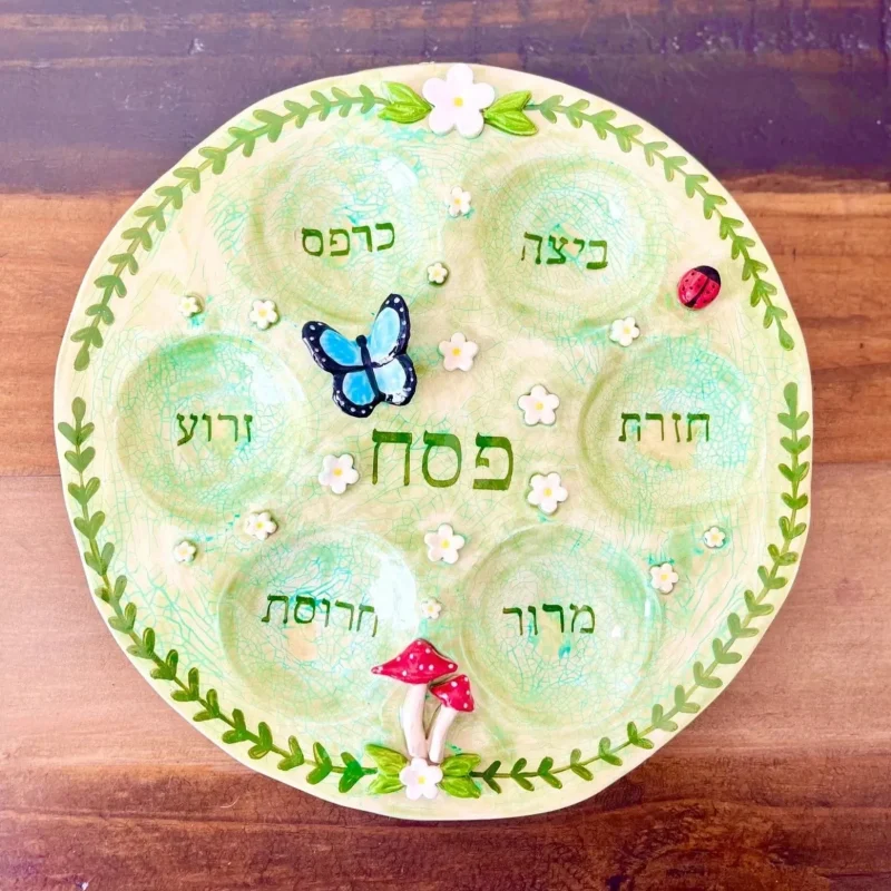 ceramic seder plate with magic mushroom design