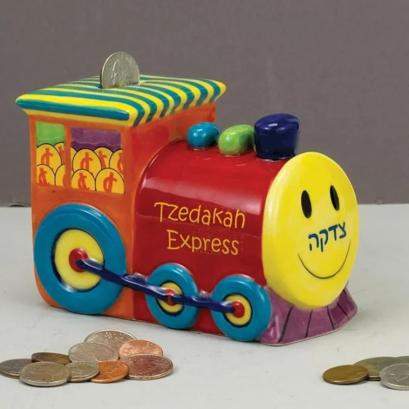 ceramic train tzedakah box unique gift for charity