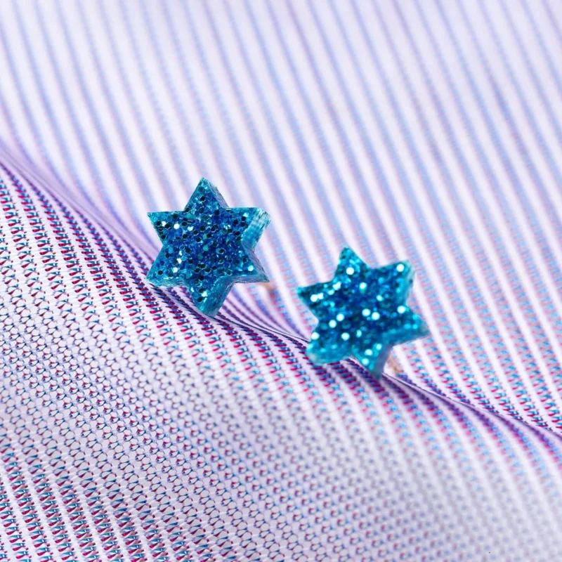 cerulean blue glitter mini magen studs