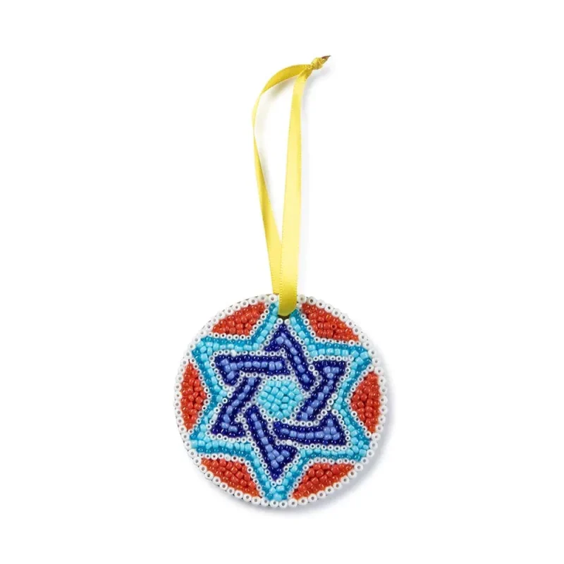 chai modern beaded magen david ornament