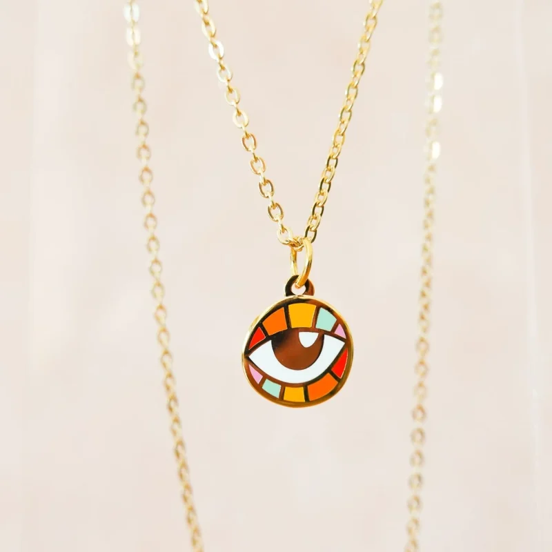 charming rainbow evil eye necklace