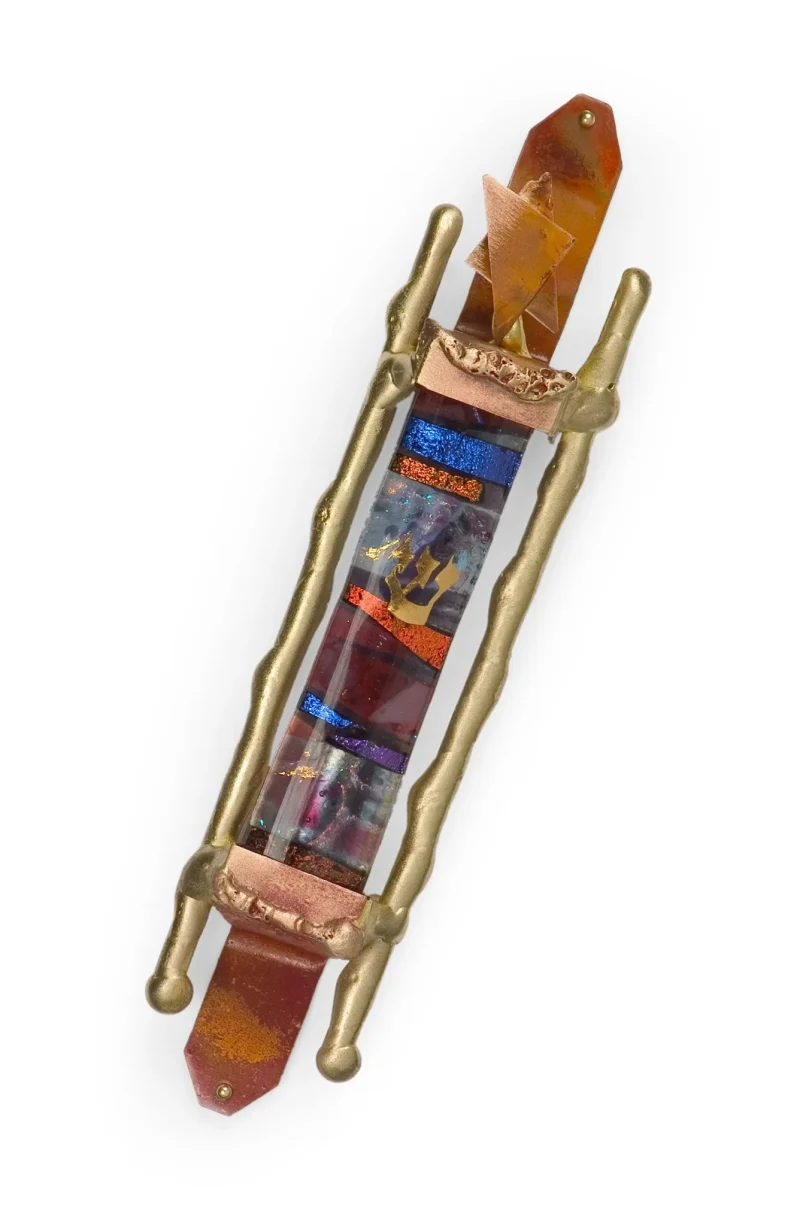 classic glass brass mezuzah by gary rosenthal