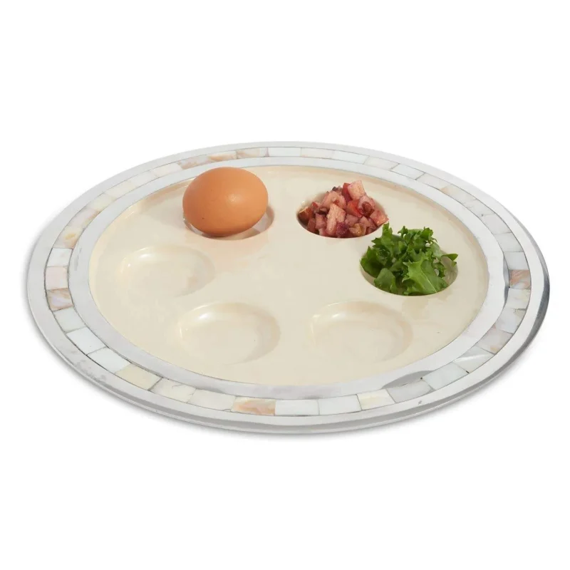 classic snow white seder plate with mother of pearl limited return