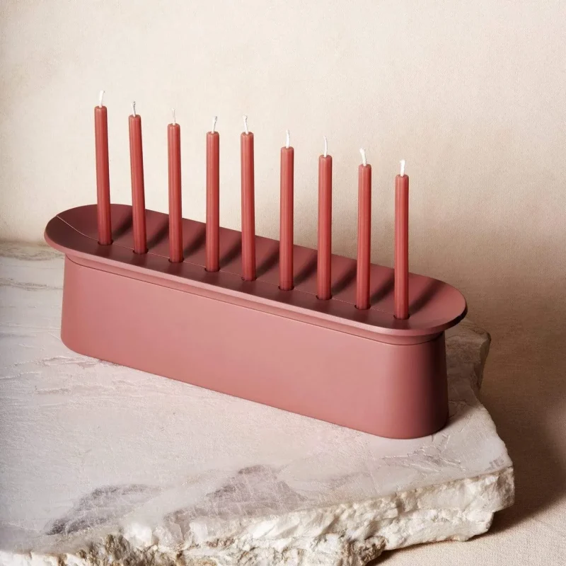 clay block menorah by via maris handcrafted for tradition