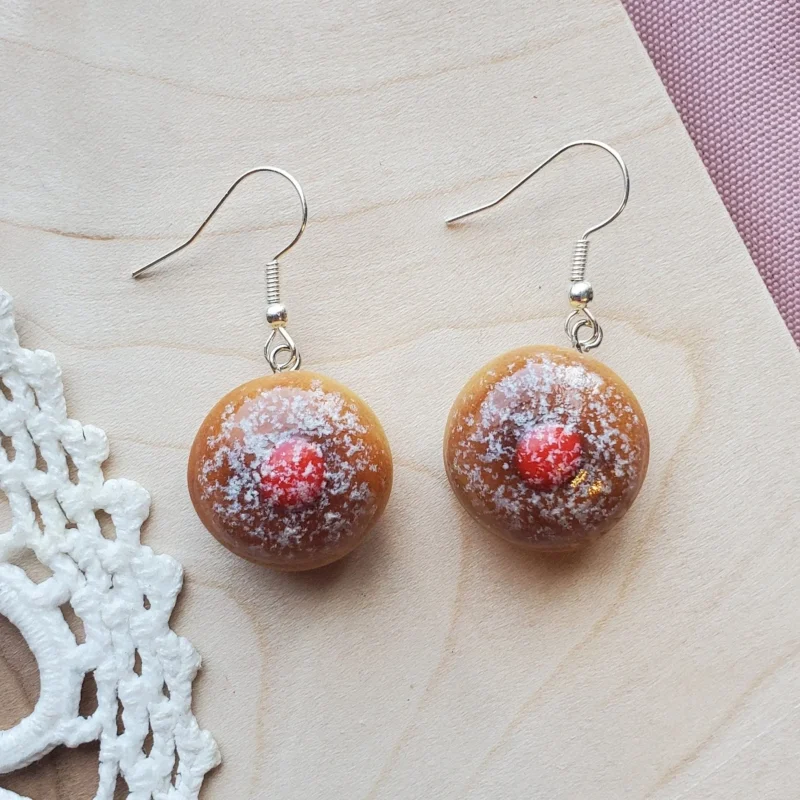 clay sufganiyot earrings handcrafted delight