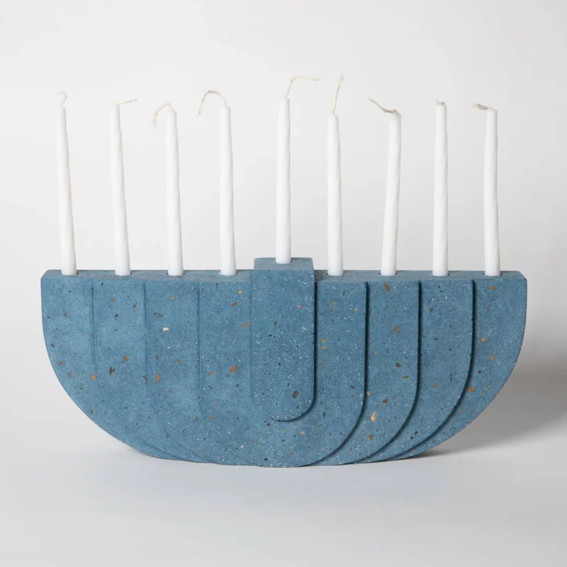 cobalt terrazzo concrete menorah