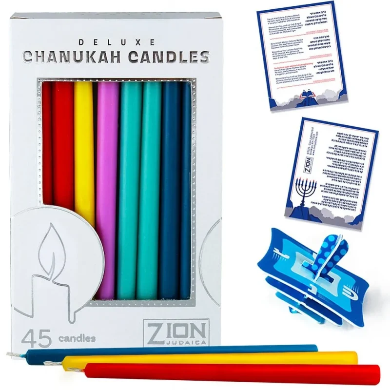 color blast deluxe tapered hanukkah candles