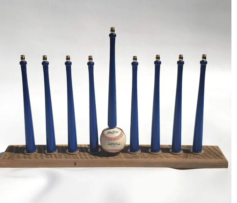 colored bat baseball menorah