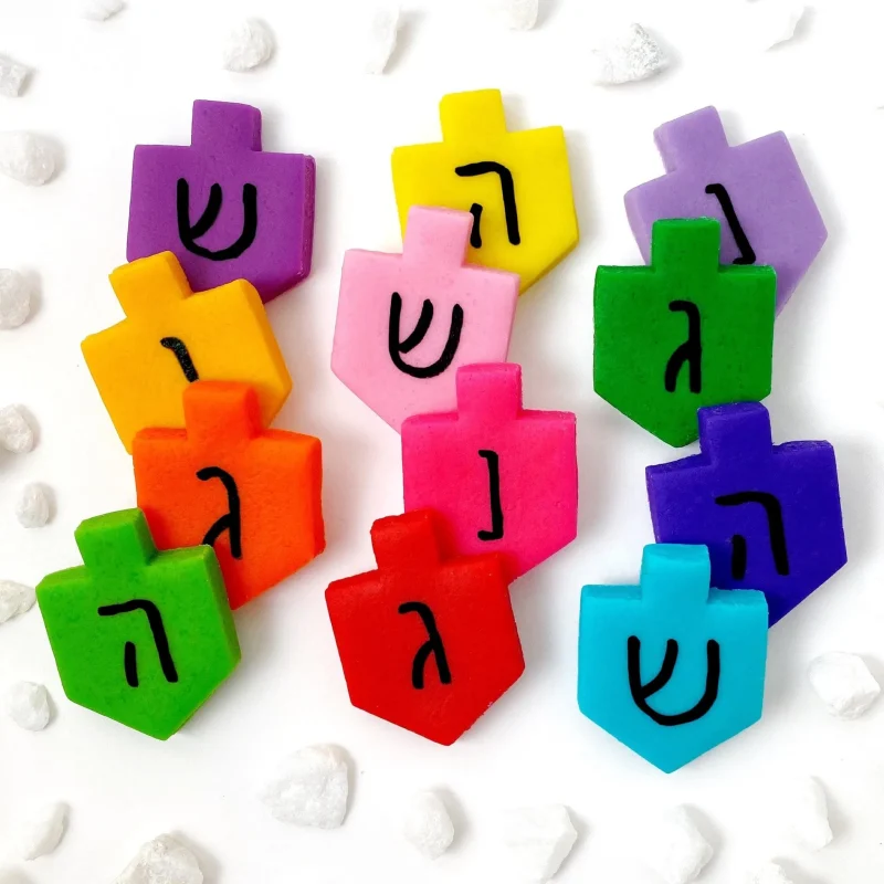 colorful marzipan dreidel tiles