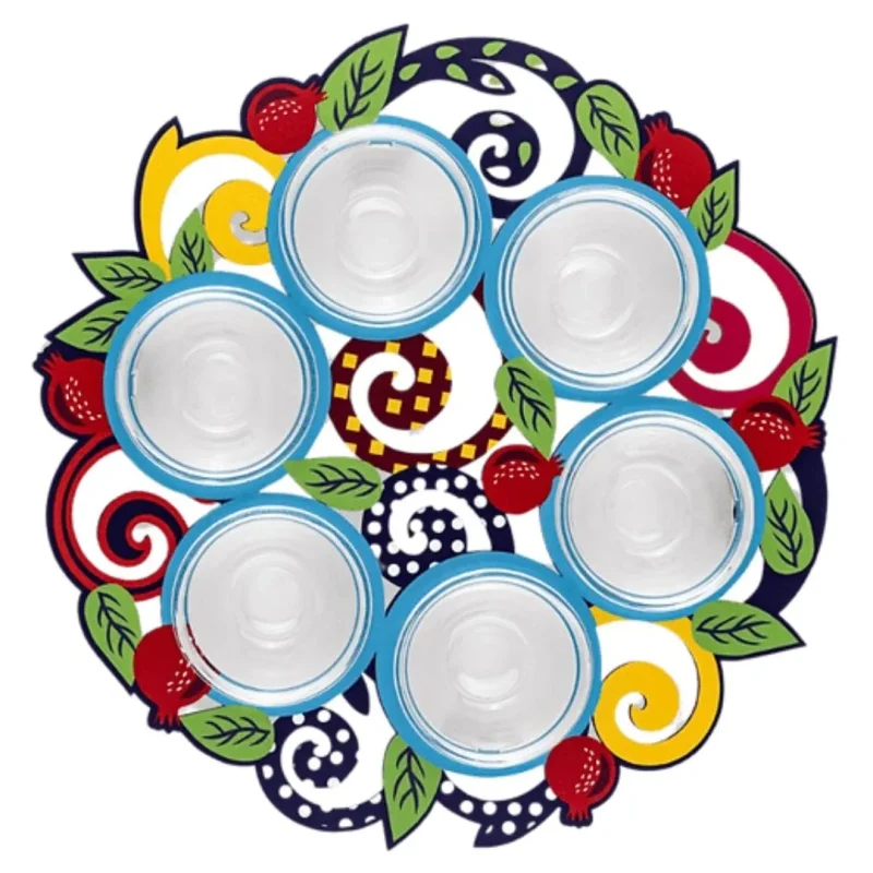 colorful pomegranate seder plate