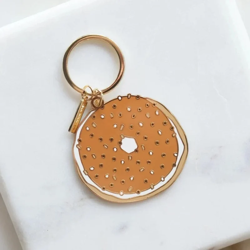 compact bagel keychain perfect gift for bagel lovers