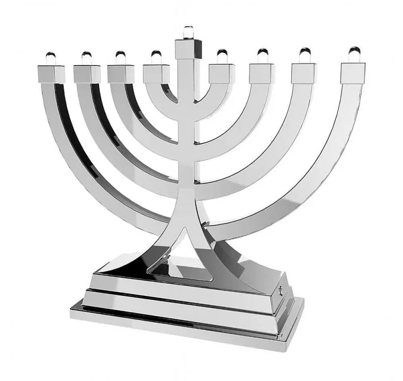 compact battery powered led menorah silver