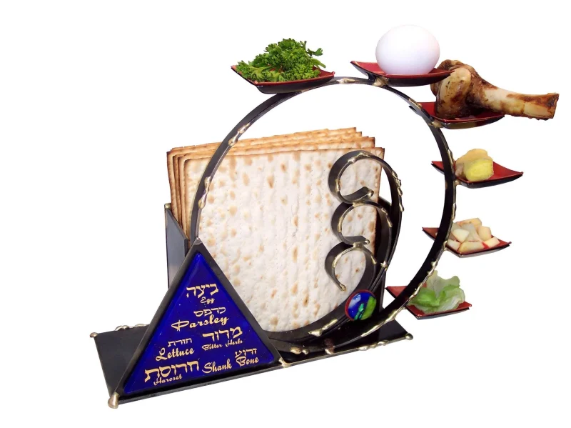 compact brass seder plate by gary rosenthal