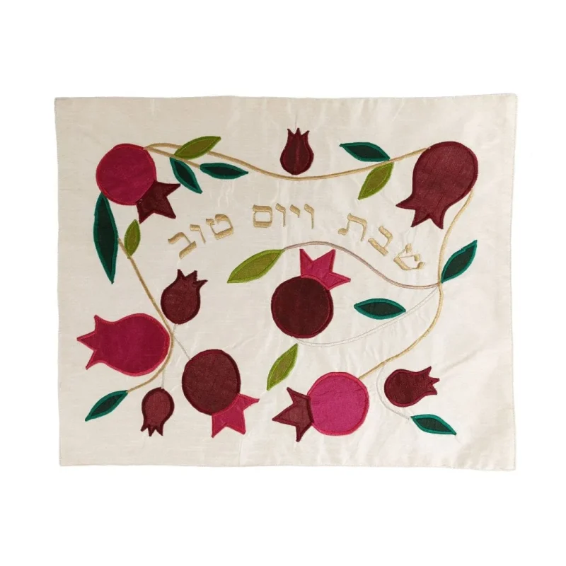 cream pomegranate raw silk challah cover by yair emanuel