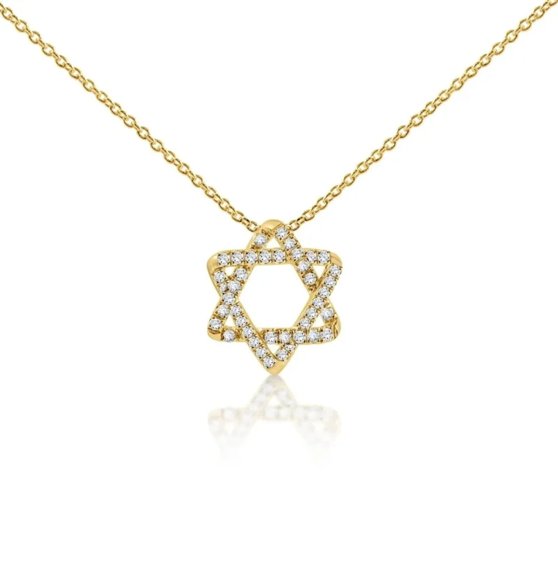 curvy star of david diamond necklace gold white or rose gold