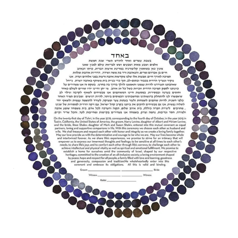 custom color ketubah rings by susie lubell personalized jewish art