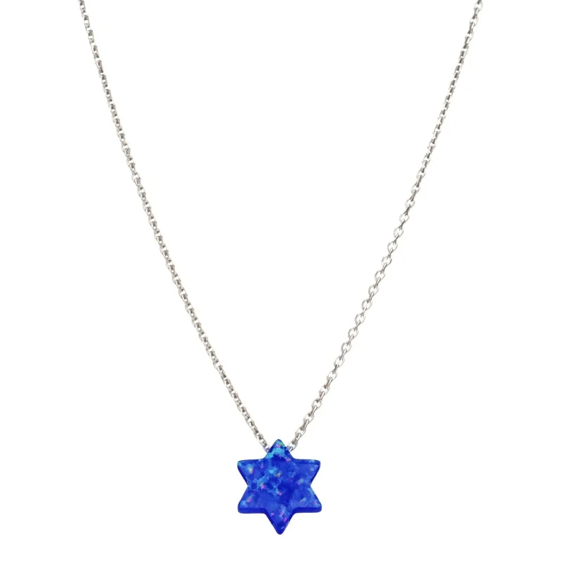 dark blue opal star of david necklace