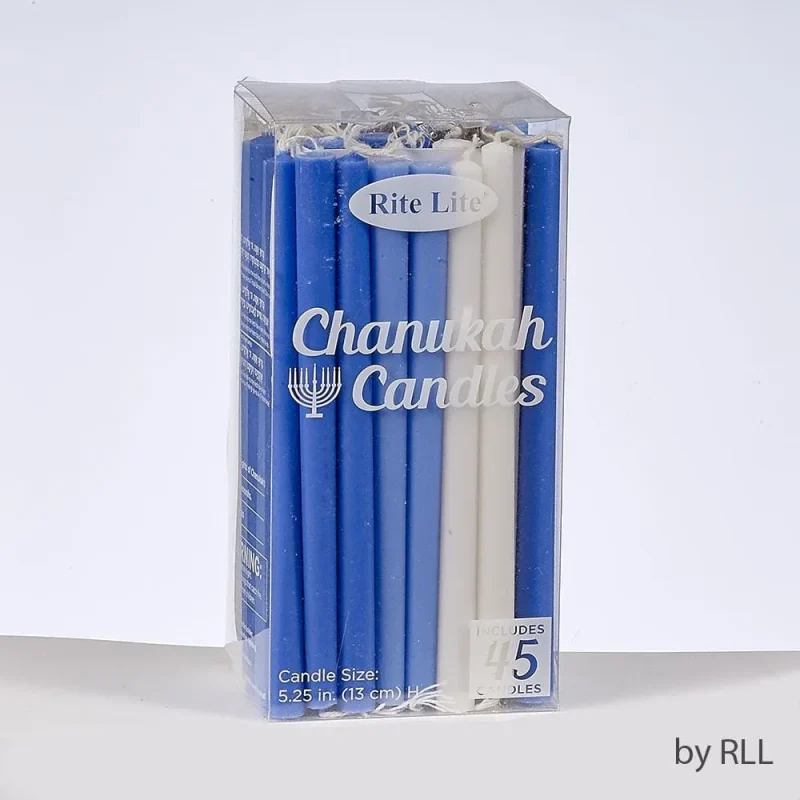 deluxe blue white hanukkah candles set