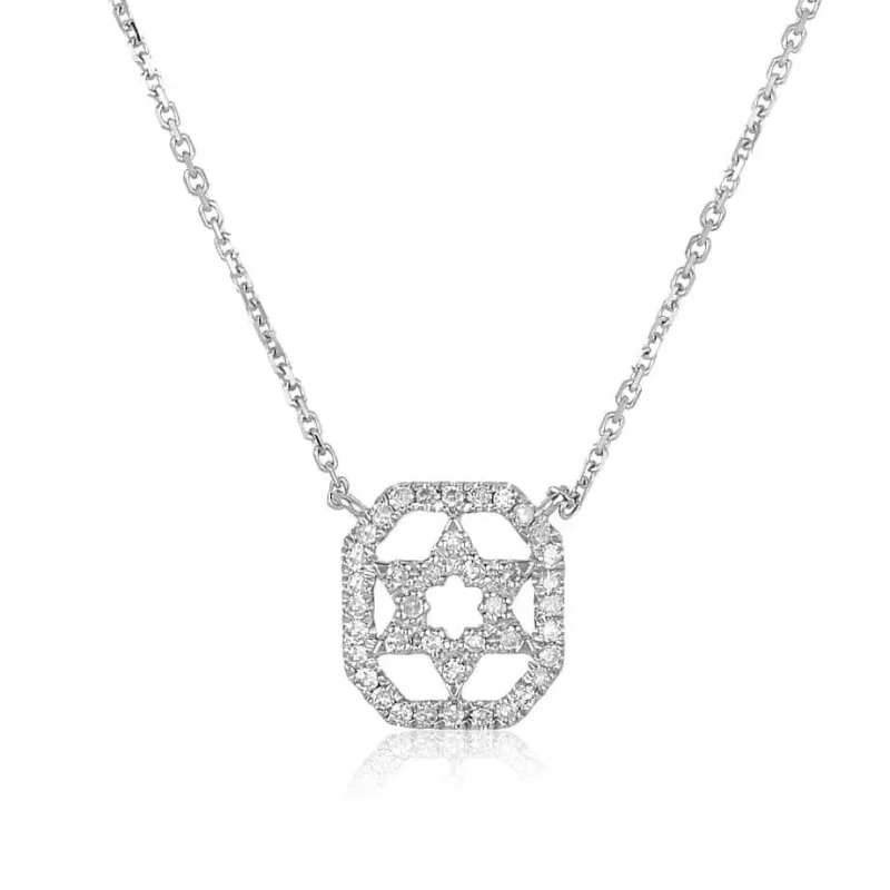 diamond star of david necklace yellow or white gold