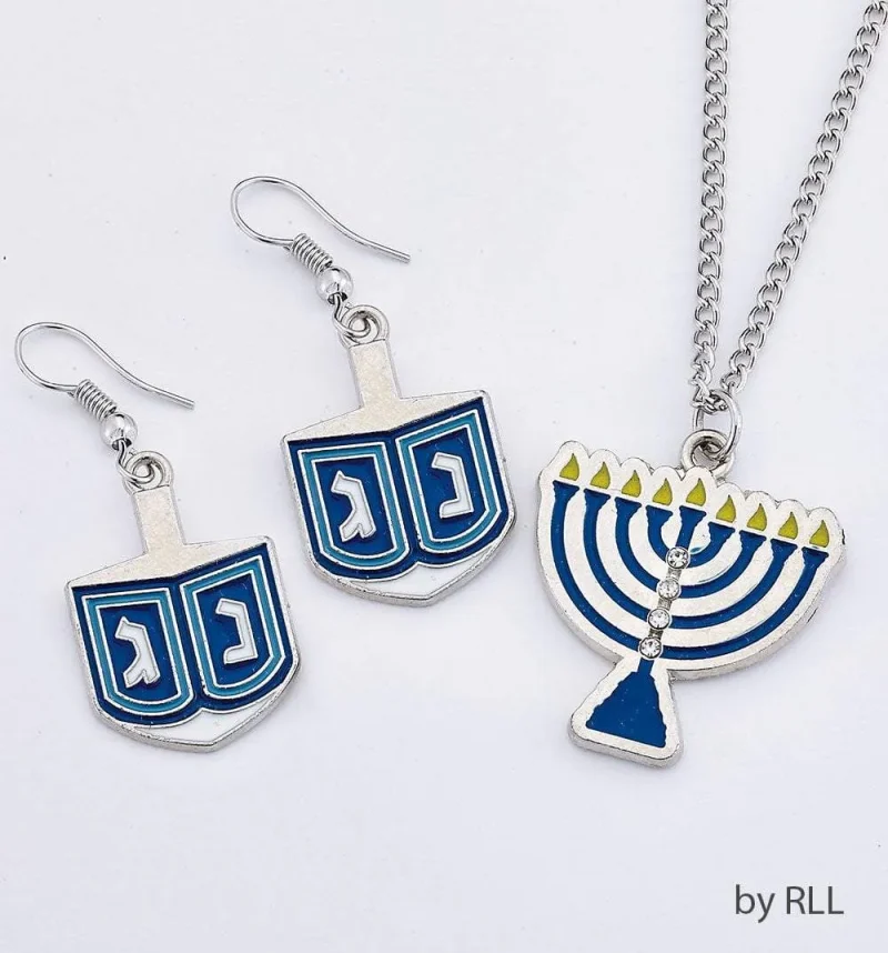 dreidel jewelry set earrings necklace