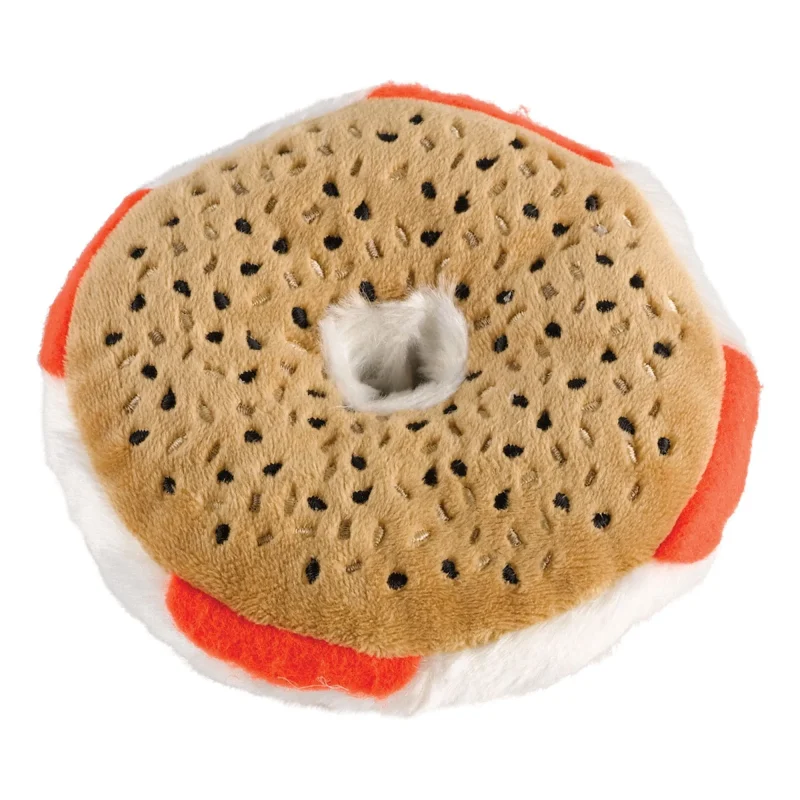 durable everything bagel dog toy