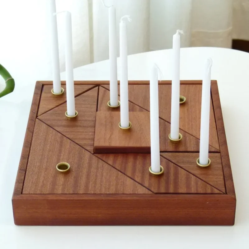 eco friendly wood tangram menorah for hanukkah