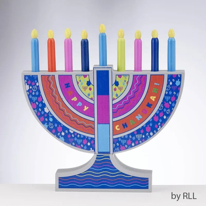 eco friendly wooden menorah with removable candles