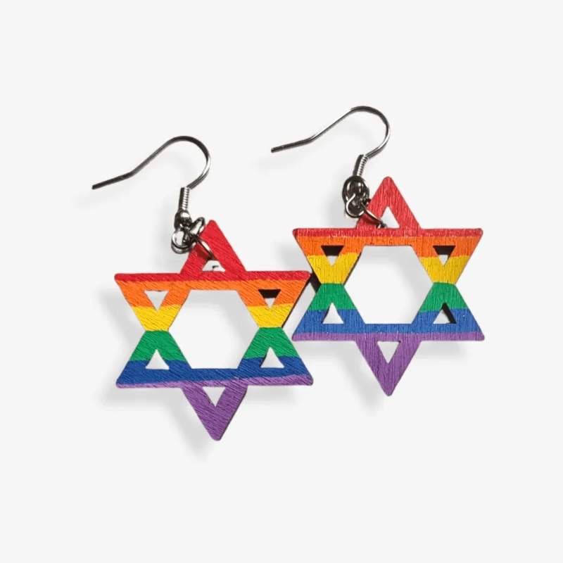 eco friendly wooden star of david earrings