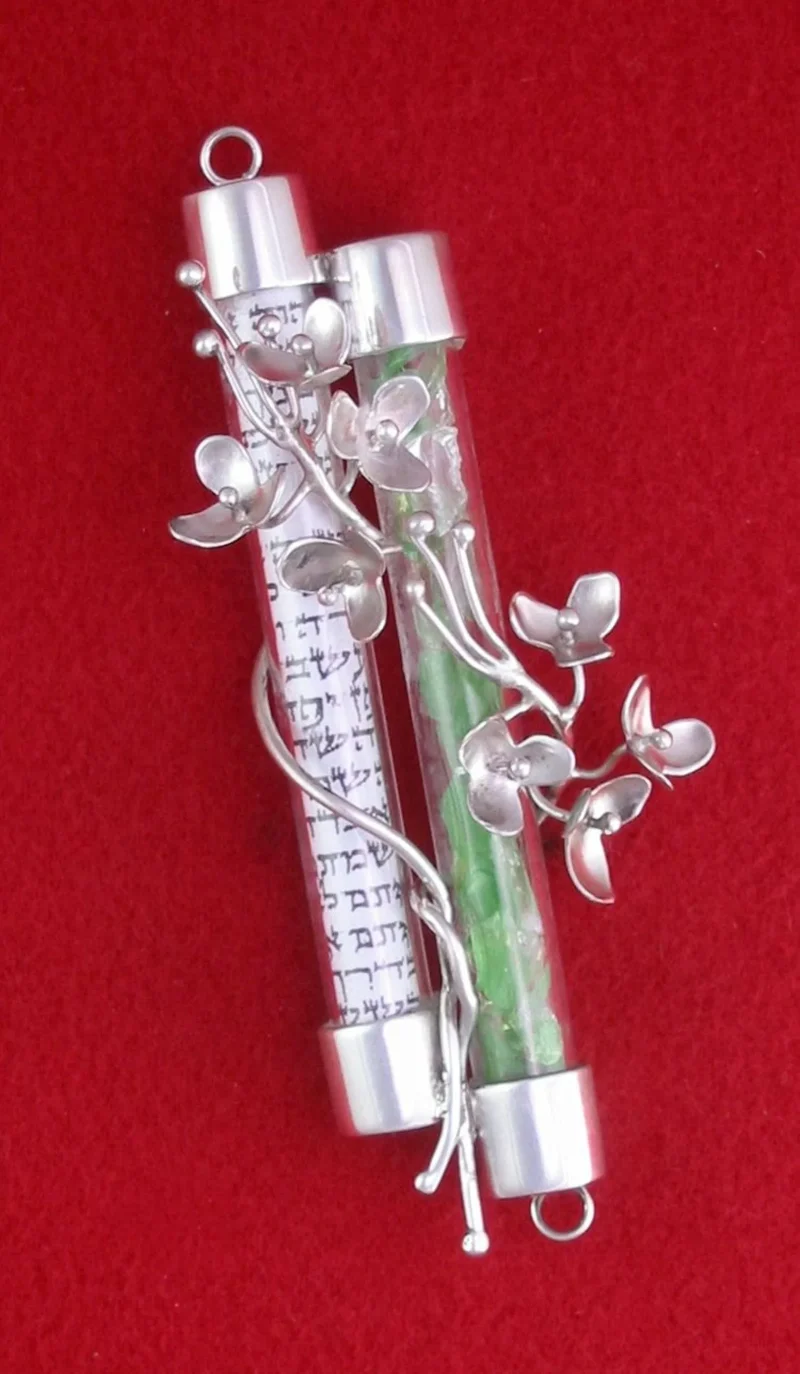 elegant double flowers wedding mezuzah return policy included scaled