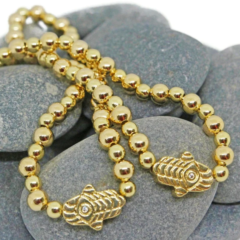 elegant gold hamsa beaded bracelet