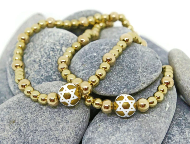 elegant gold star of david beaded bracelet scaled