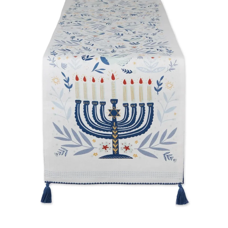 elegant hanukkah menorah table runner festive embellishments