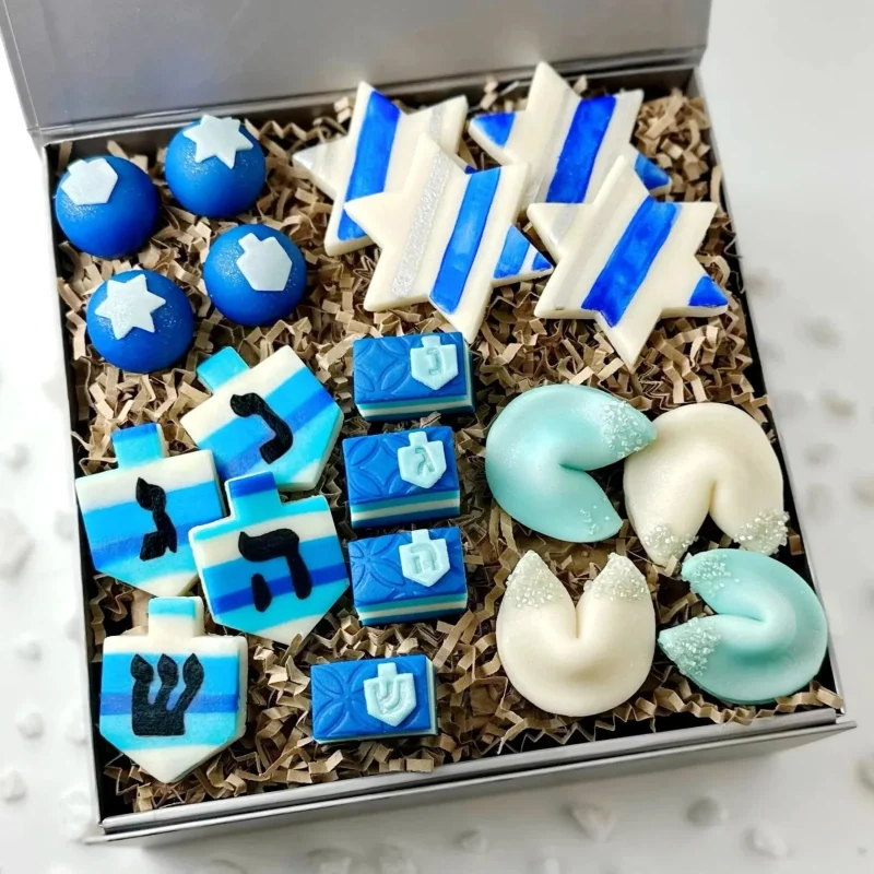 elegant marzipan hanukkah gift basket