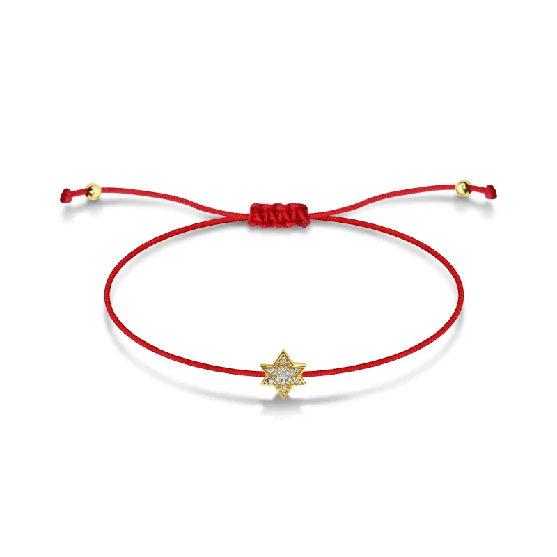 elegant red string star of david bracelet