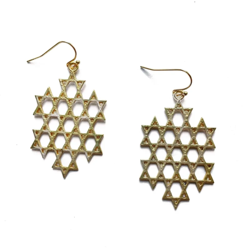 elegant star of david dangle earrings