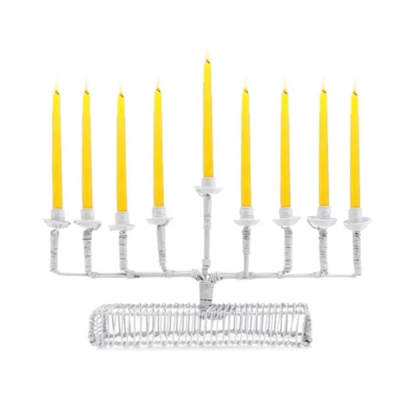 elegant white african square arm menorah handcrafted