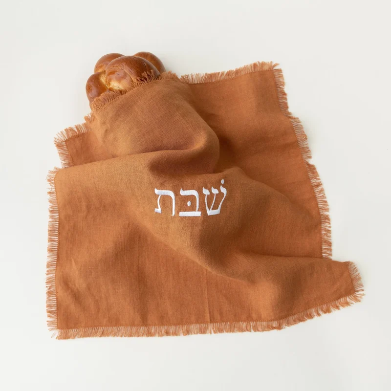 embroidered cinnamon linen challah cover scaled