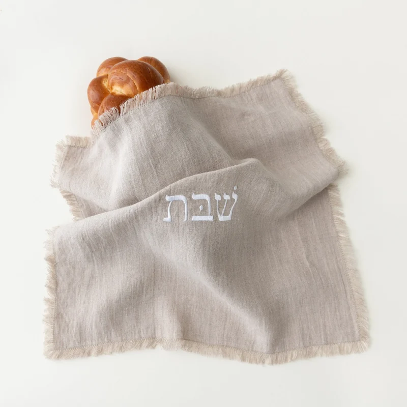 embroidered linen challah cover natural elegant scaled