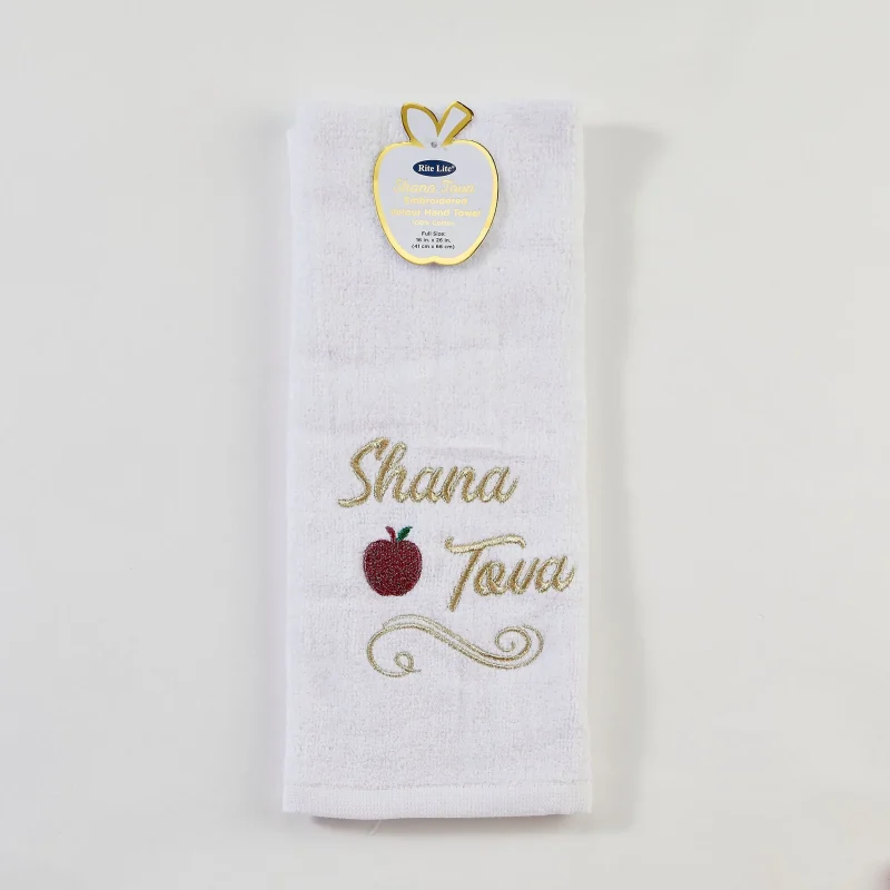 embroidered rosh hashanah tea towel