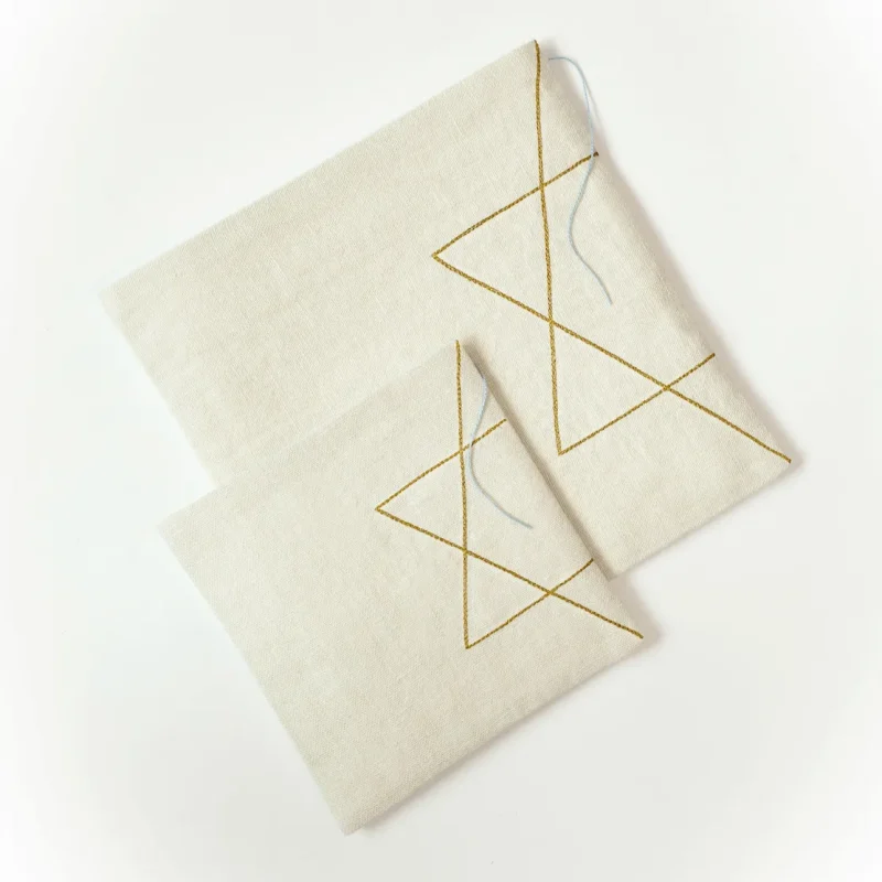 embroidered star of david matzah cover afikomen bag set