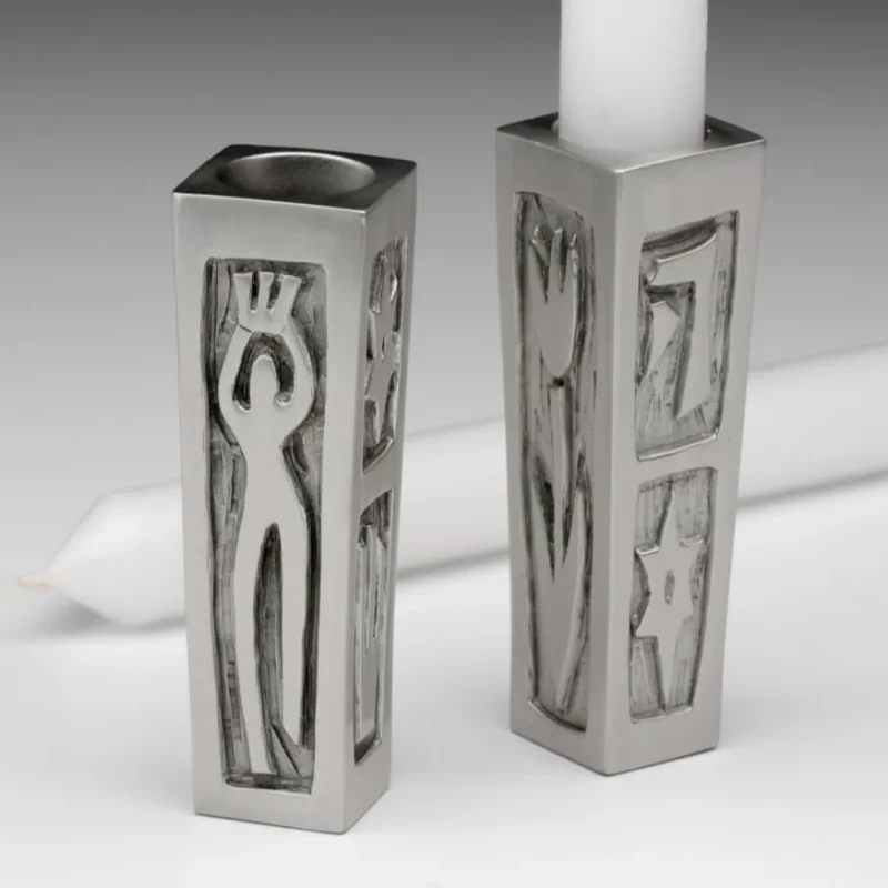 emily rosenfeld shabbat candle holders with figures