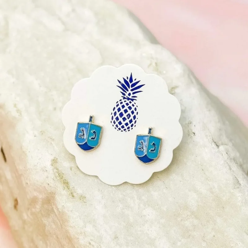 enamel dreidel stud earrings