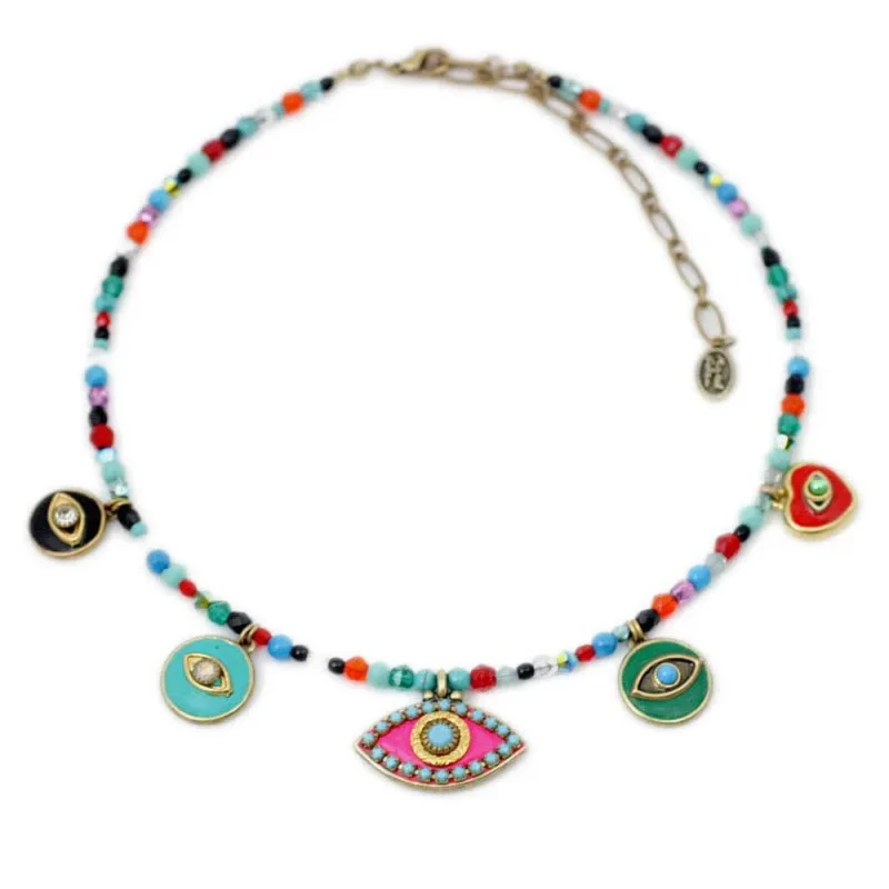 evil eye beaded necklace by michal golan